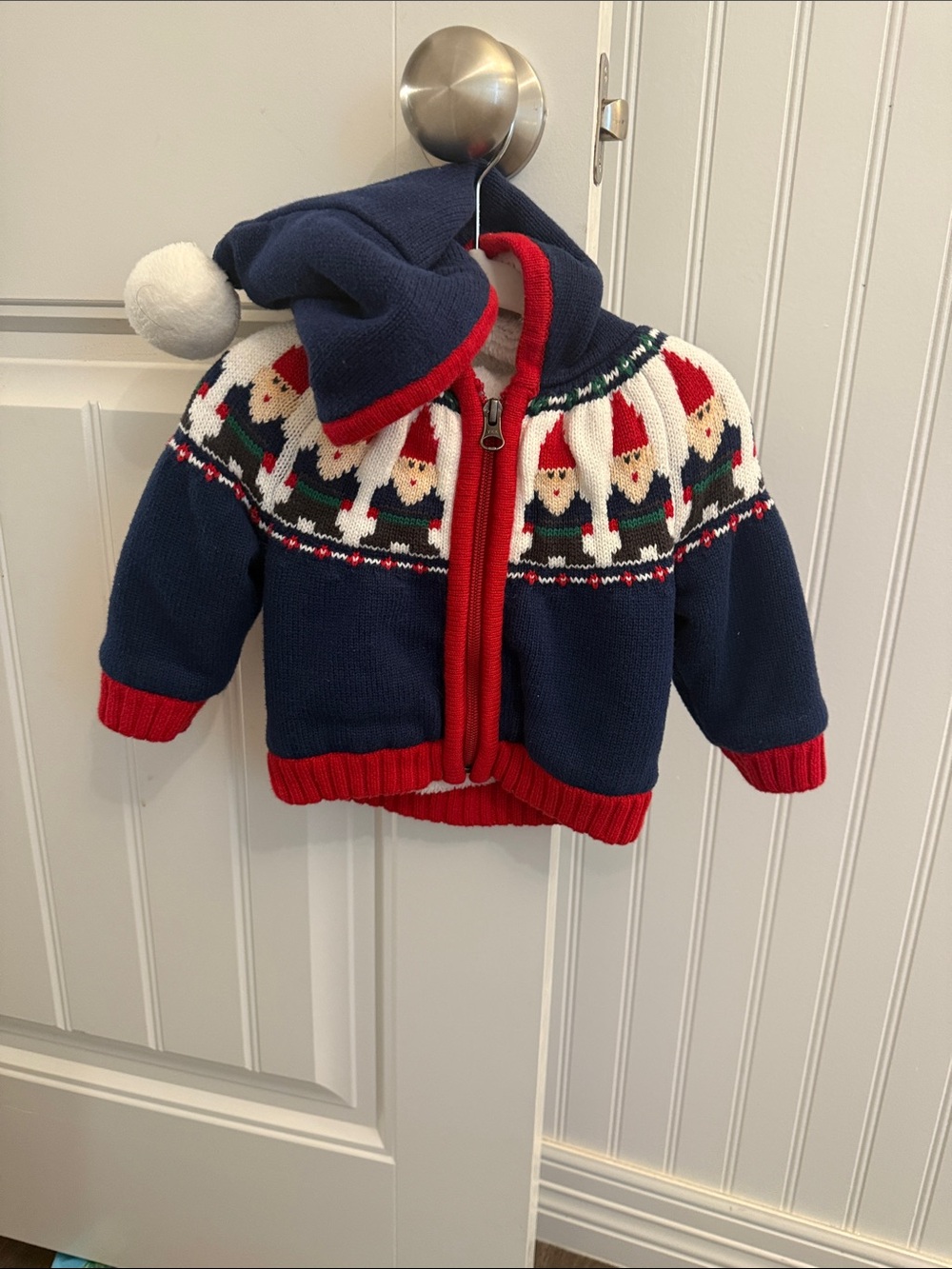 Hanna Andersson Red, White, Green, Navy Baby Sweater Zip Hoodie